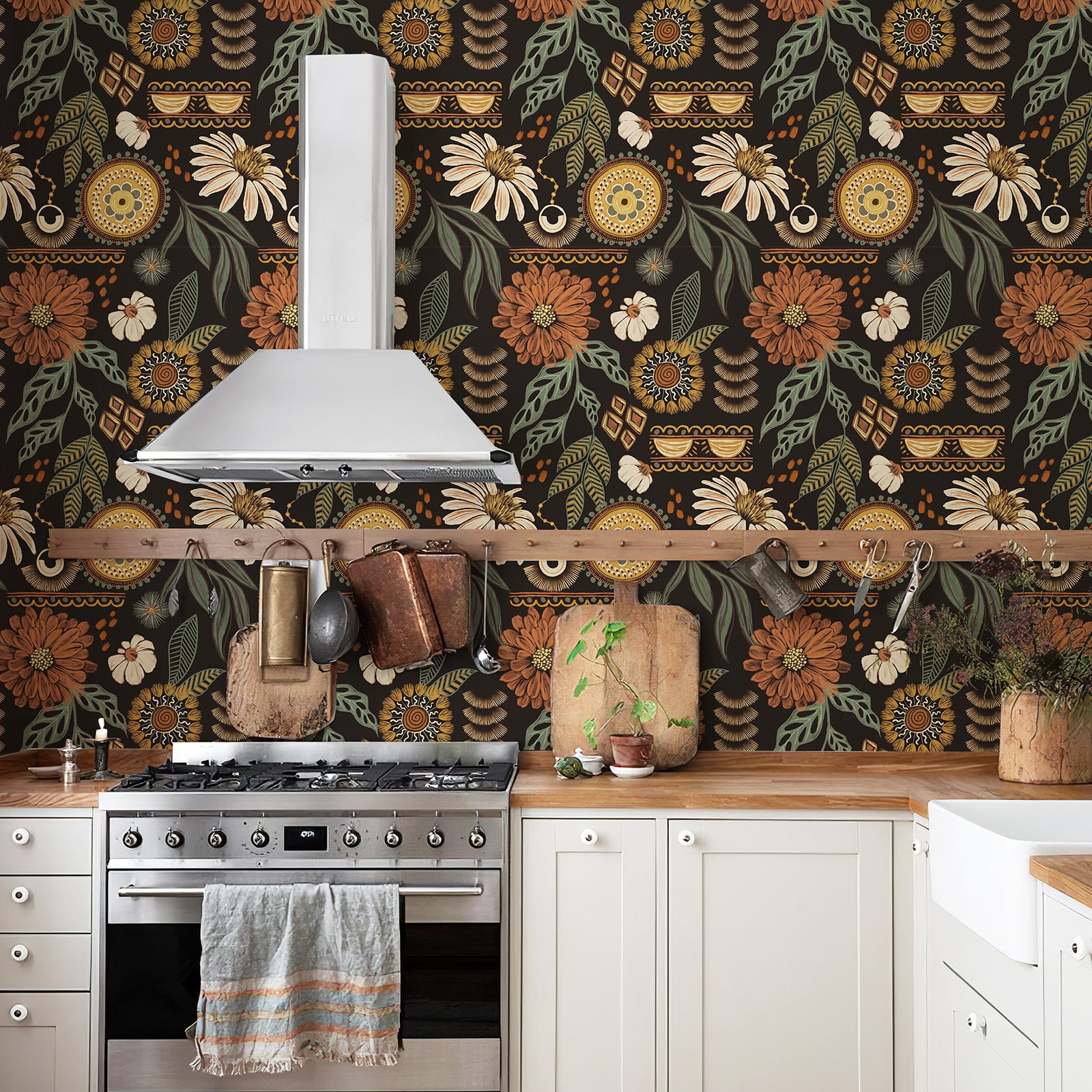 Xiayi Boho Sun Floral Peel and Stick Wallpaper 57.7 Sq. ft
