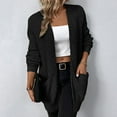 thumbnail image 2 of IROINNID Women's Cardigan Open Front Jacket Solid Color Long Sleeve Casual Pocket Knit Cardigan Sweater Coat Outerwear, Black, 2 of 5