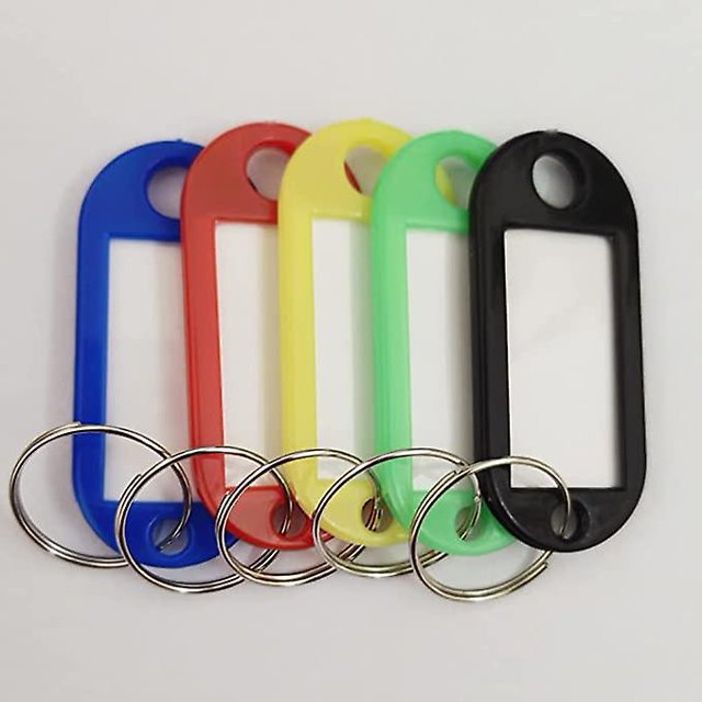 Etiquetas de plástico resistente para llaves con ventana de etiqueta de anillo dividido o etiquetas de memoria de nombre de mascota para equipaje (50 piezas, rojo) ZefeiWu 8390611278953
