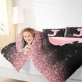 thumbnail image 3 of Manfei Ribbon Bow Tie J Personalized Initial Twin Bedding Sets 7-Piece for Kids Girls,Teens Black Pink Gradient Glitter Print Bedding Comforter Set,Pink Reversible,Ultra Soft Home Decor, 3 of 7