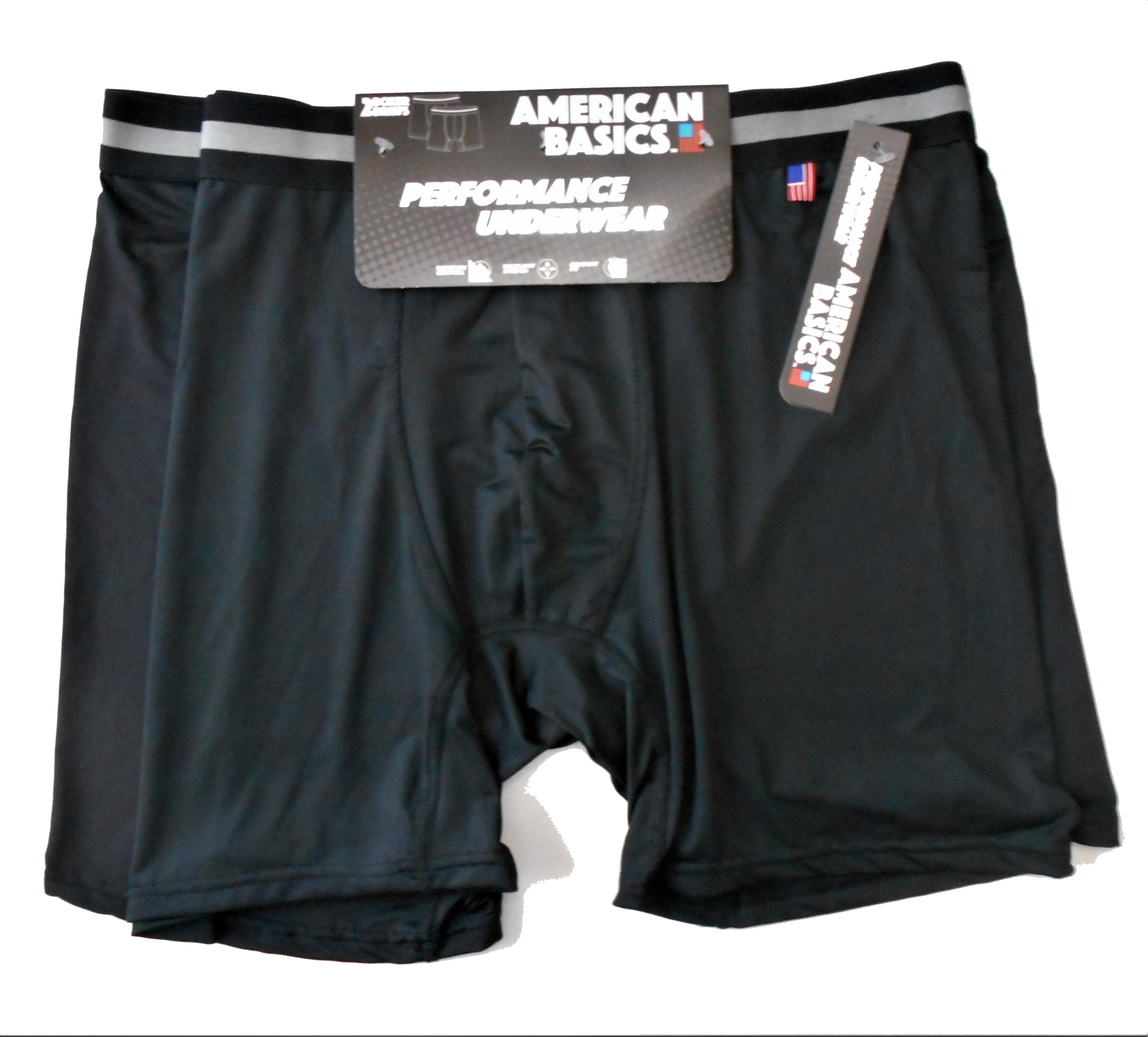 AMERICAN BASICS PERFORMANCE UNDERWEAR MEN PACK 2 BOXER BRIEF SOLID