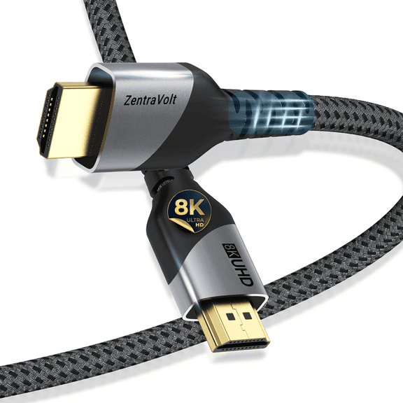 ZentraVolt 8K HDMI Cable 6.6ft - eARC Nylon Braided 48Gbps HDMI 2.1 Cable Supporting 4K@120Hz, 8K@60Hz - 1 Pack