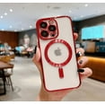 thumbnail image 1 of Phone Case for Iphone 14 15 plus pro max Electroplated magnetic absorption transparency phone case, 1 of 3