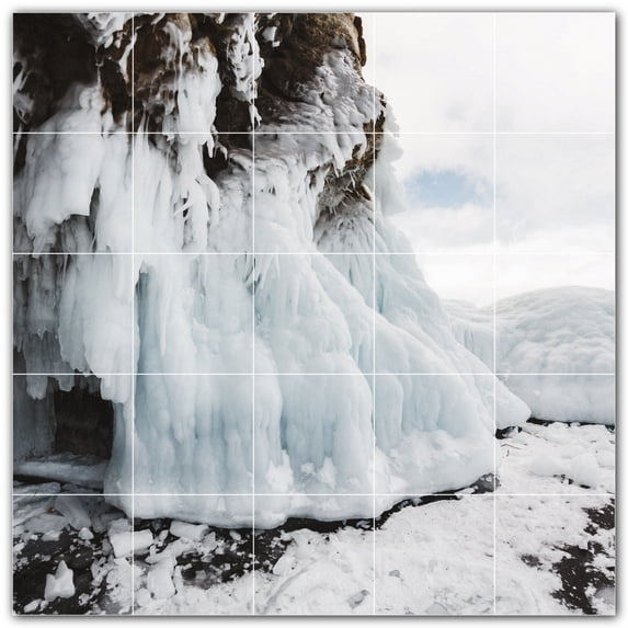 Picture-Tiles.com: Glacier Ceramic Tile Wall Mural WAL500736-55XL. 60"W x 60"H using (25) 12" x 12" Ceramic Tiles-Satin Finish