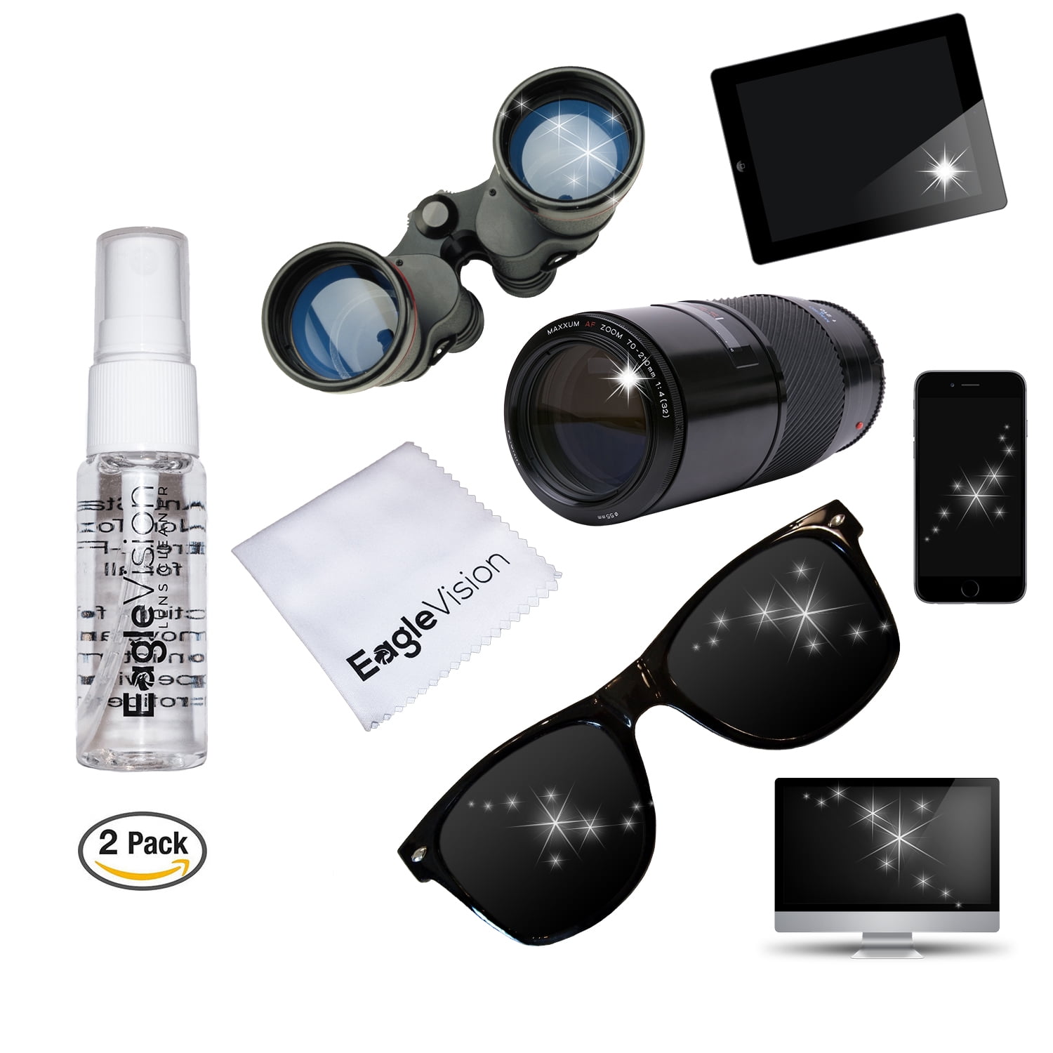 Eagle Vision Lens Cleaner Spray with Microfiber Cloth for Glasses