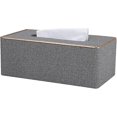thumbnail image 1 of Cajas de pañuelos de cuero Pu, dispensador de pañuelos rectangular, soporte para pañuelos para el hogar y el coche (gris), 1 of 5