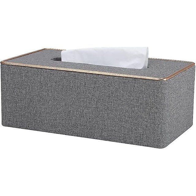 Cajas de pañuelos de cuero Pu, dispensador de pañuelos rectangular, soporte para pañuelos para el hogar y el coche (gris)
