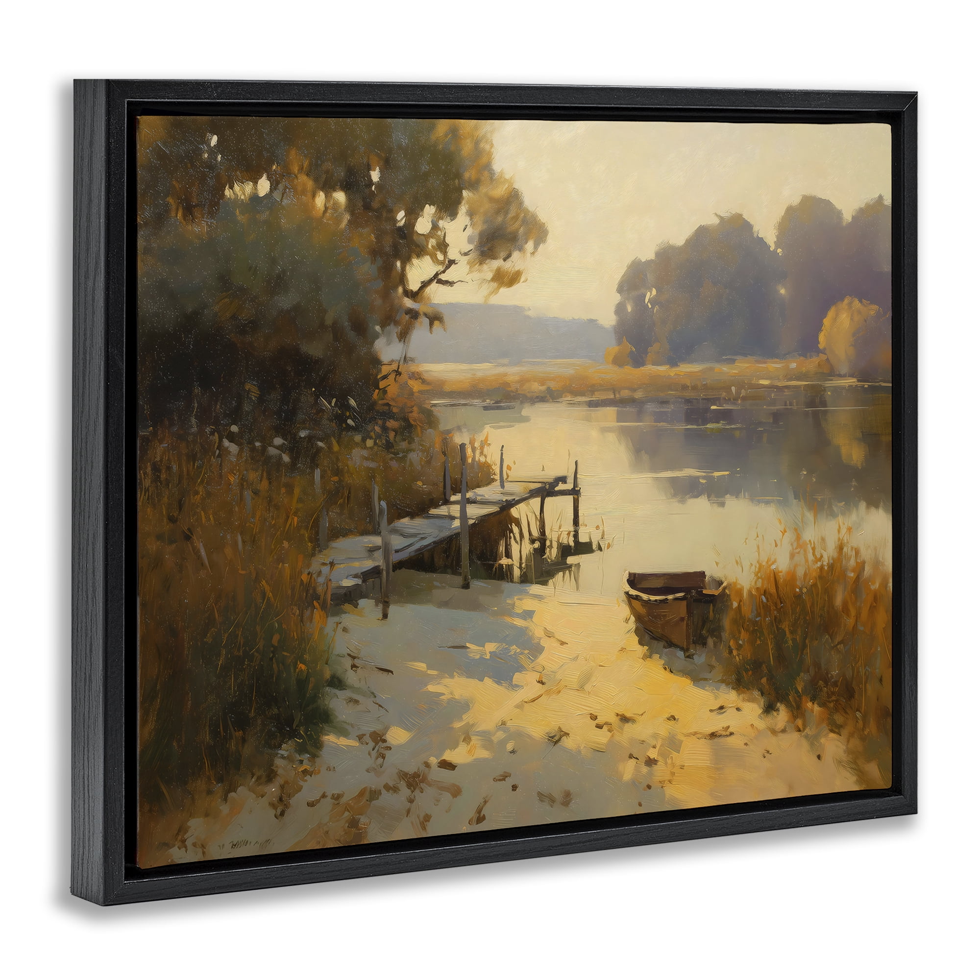 Golden Hour in Autumn Black Framed Floater Canvas Wall Art, design by Arlington Prints