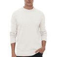 thumbnail image 4 of Puztloy Men's Sweater Pullover Crewneck Long Sleeve Lightweight Knit Soft Casual with Ribbing Edge Knitwear sweaters White, 4 of 8