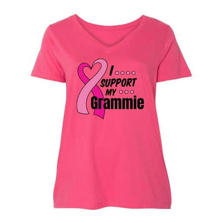 

Inktastic Breast Cancer Awareness I Support My Grammie Pink Ribbon Women s Plus Size V-Neck