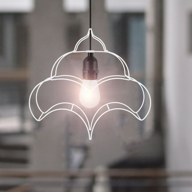 UPGRATOR Hollow Metal Lampshade White Lamp Holder for Bedside Lamp 1Pcs