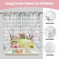 thumbnail image 3 of Swag Curtains Valances for Windows, Rabbit Easter Short Kitchen Window Curtains Over Sink, Eucalyptus Leaves White Flowers Cafe Curtains Panel Set Of 2,Rod Pocket, 36 Inches Length Gray White Plaid, 3 of 9