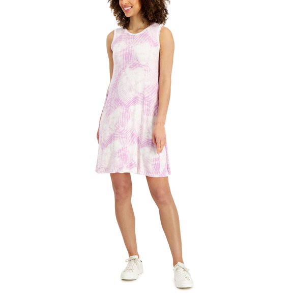 Style & Co Womens Tie Dyed Flip Flop Dress Lavender Bouque S
