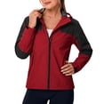 thumbnail image 6 of Aezemi Women Zip up Hoodie Raincoat Waterproof Windbreaker Adjustable Hooded Long Sleeve Fashion Hiking Travel Rain Jacket Full Zip Lightweight Color Block Outerwear with Pockets XL, 6 of 9