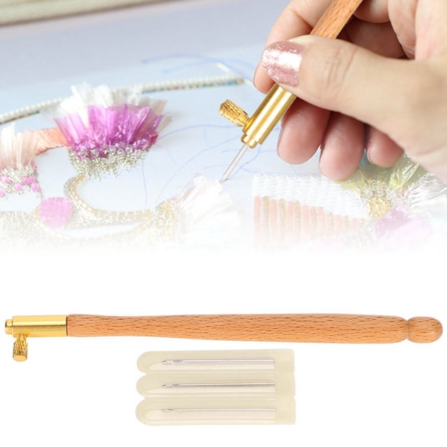 Bead Embroidery Kit, Embroidery Beading French AntiEmbroidering Tool Set DIY Craft Sewing Accessories Crochet Tools Tambour Hook Crochet Hook Handle for Hand