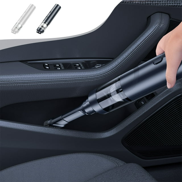 Potente aspiradora de mano - 5000Pa Fuerte succión, recargable y portátil para coche, casa, escaleras, pelo de mascota, 45+ minutos de uso, 3 boquillas, blanco