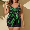 thumbnail image 3 of Pisexur Women's Plus Size Modest Tankini Swimsuit with Shorts Tummy Control Flowy Printed Two Piece Bathing Suit Adjustable Straps for Beach Pool Vacation Green,XL, 3 of 5