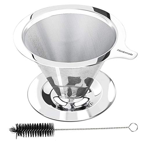 Camping Silver Single Layer Filter Coffee Accessories Home Use L Pour Over Coffee Dripper Reusable Stainless Steel Coffee Maker for Travel