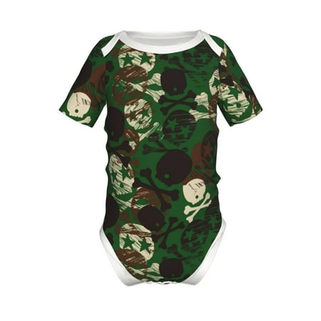

Junzan Camouflage Skull Print Short-Sleeve Baby Climbing Clothes Bodysuits for Infant One-Piece for Baby Boys & Girls Baby Clothes Baby Romper with Snap Closure-9M