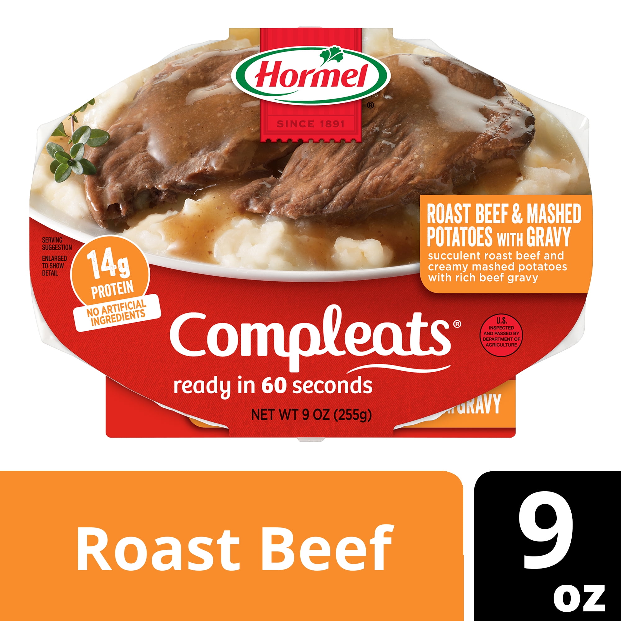 HORMEL COMPLEATS Roast Beef & Mashed Potatoes With Gravy Microwave Tray, 9 oz