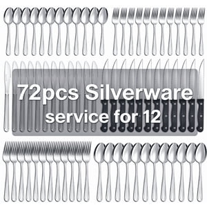 Bestdin 72-Piece Stainless Steel Flatware Set for 12