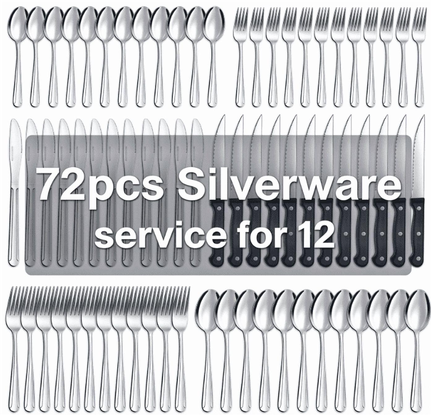Bestdin 72-Piece Stainless Steel Flatware Set for 12
