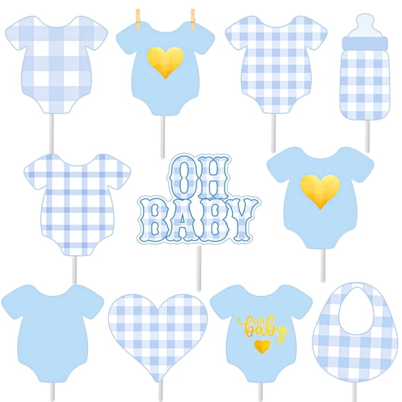 Body azul para niño con diseño de Cupcake Toppers Luckyqube, 24 unidades