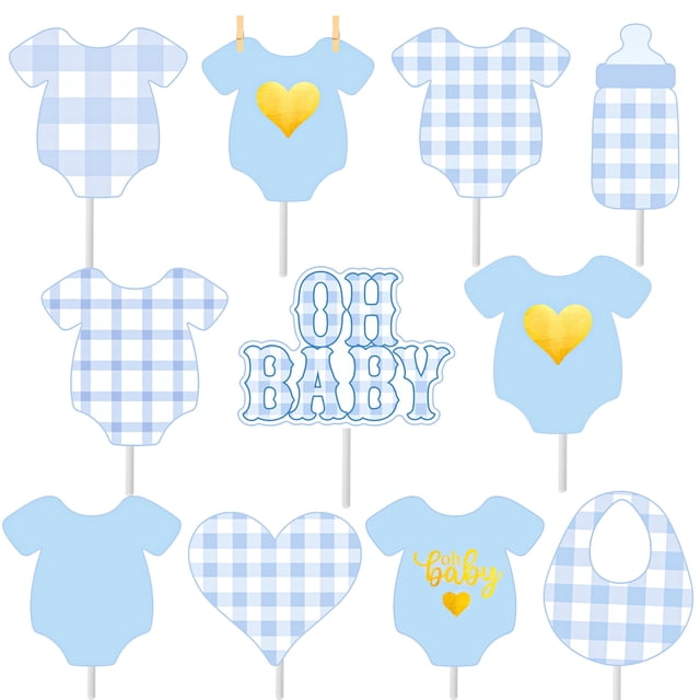 Body azul para niño con diseño de Cupcake Toppers Luckyqube, 24 unidades