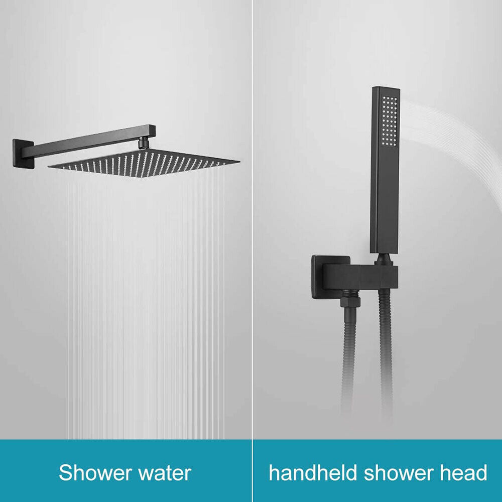 2 Function Shower Faucet Set System Kit 8'' Rainfall Head Mixer Valve Wall Mount