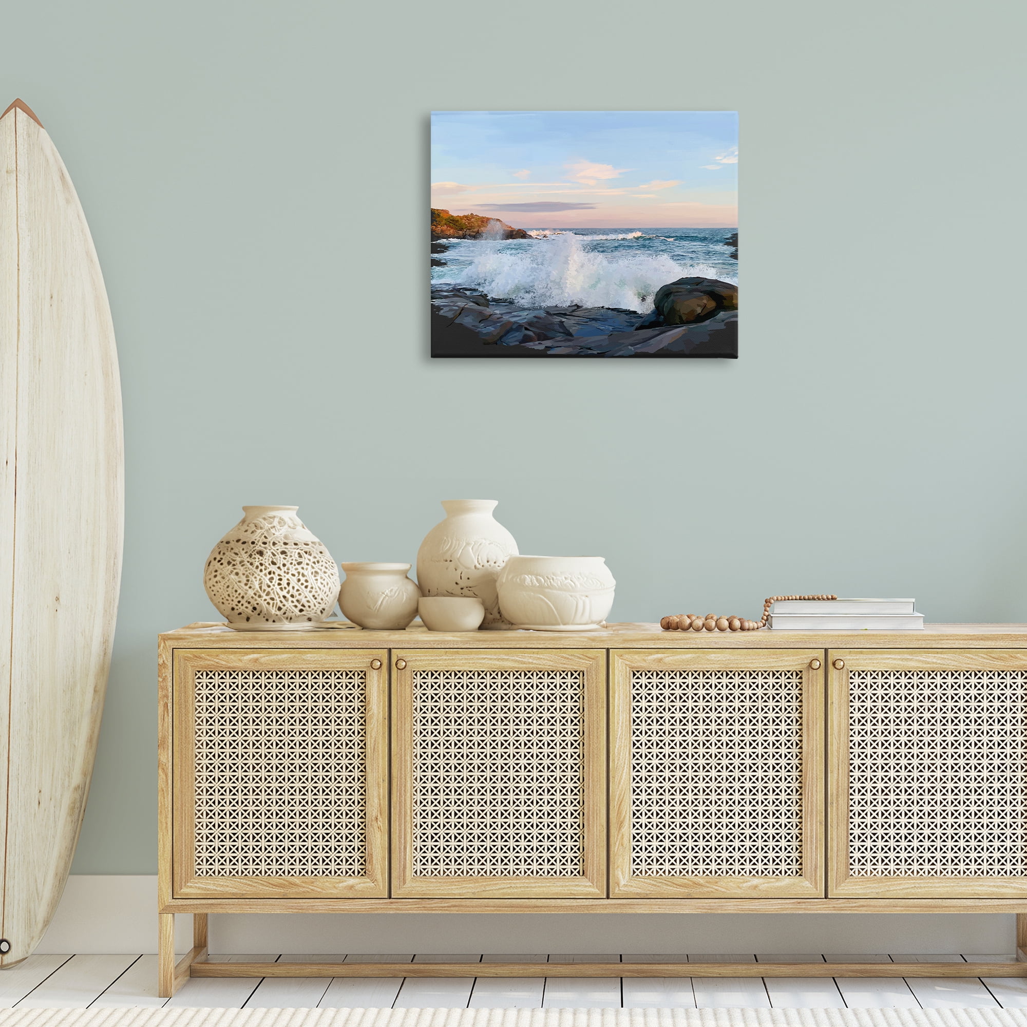 Stupell Industries Strong Breaking Waves Landscape Photography Gallery Wrapped Canvas Art Print Wall Art, 30 x 24