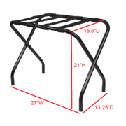 King's Brand Furniture-Black Metal Foldable Luggage Rack Stand with Nylon Belts
