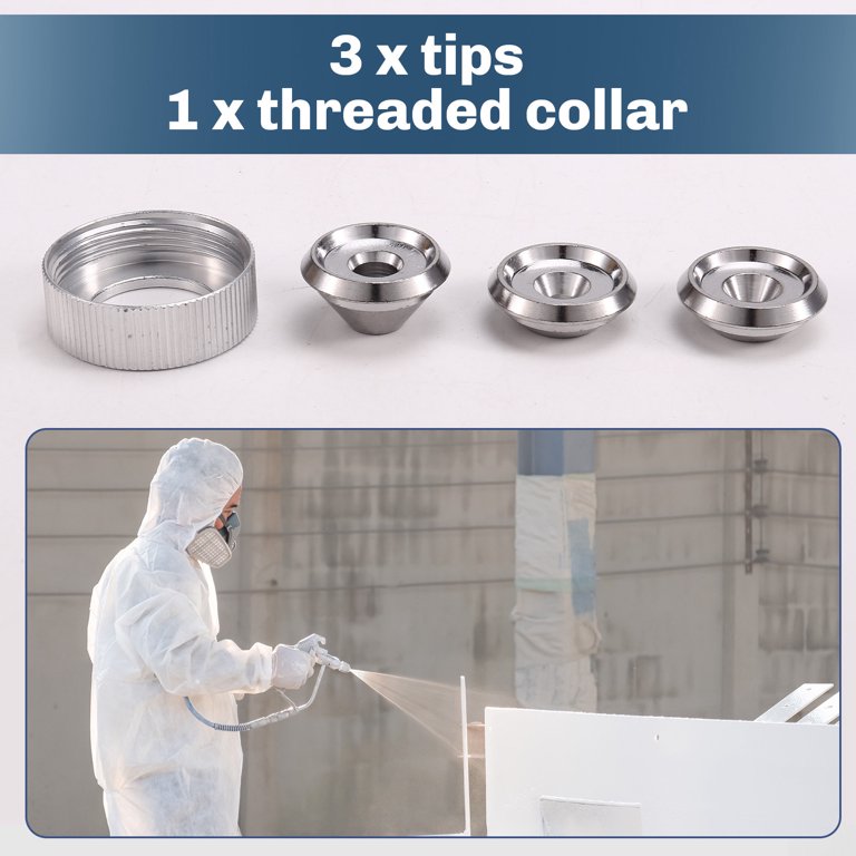 RYUJNDK Texture Sprayer Nozzle Tip Set - 3 Size Kit (3/16", 1/4", 5/16") With Threaded Collar For Wal-Board & Drywall Hoppers