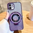 thumbnail image 5 of Designed for iPhone 12 Case Glitter Magnetic Compatible with MagSafe,Luxury Plating Cute Bling Clear for Girls Women,Shockproof Slim Phone Case for iPhone 12 - Purple, 5 of 12