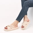 thumbnail image 6 of Ecetana House Slippers for Women Corduroy Cross Band Memory Foam Slippers Open Toe Non-Slip Home Shoes, 6 of 7