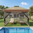 thumbnail image 6 of COBIZI 13x13 Pop-Up Gazebo with Mosquito Netting, Outdoor Patio Canopy Tent with 2-Tier Ventilated Roof, 3 Adjustable Heights, Provides 169 Sq Ft Shade, Beige, 6 of 12