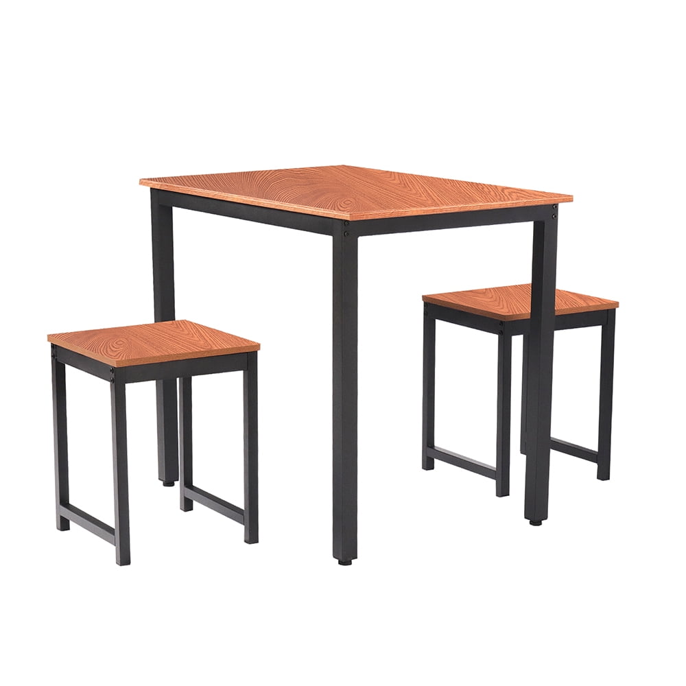 Kepooman Kitchen Table Dining Set, 3 Piece Wood Square Table and Chair for 2 Person, Rustic Brown Kepooman Kitchen Table Dining Set, 3 Piece Wood Square Table and Chair for 2 Person, Rustic Brown