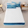 thumbnail image 4 of Erosebridal Coastal Seascape Zipper Full Size Comforter Sets with Fitted Sheet and 2 Pillowcases,Oil Painting Ocean Wave Zipper Bedding Set For Boys,Reversible,4 Pieces, 4 of 7