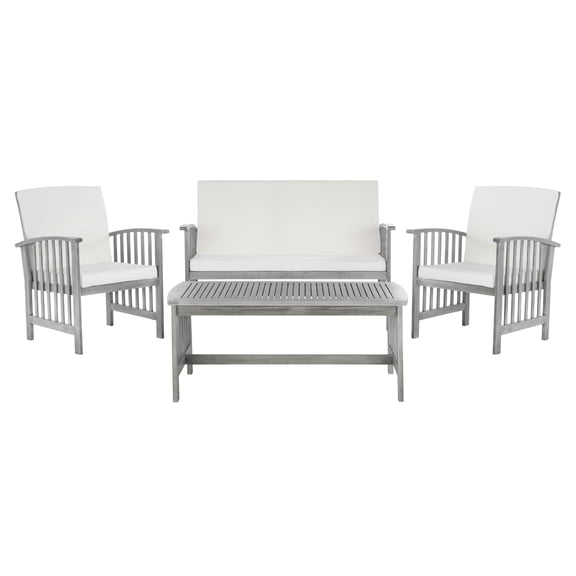 SAFAVIEH Outdoor Collection Rocklin 4-Piece Patio Set Grey Wash/Beige