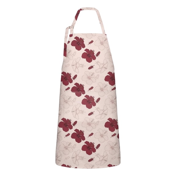 Pioneer Flower Floral Print Pattern Apron for Women and Men, Cotton Linen Waterproof with Pockets, Adjustable, 33x27 Inch for Kitchen, Gardening, BBQ, Salon