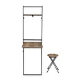 thumbnail image 3 of Maklaine Contemporary Wood Folding Wall Desk with Stool in Oak, 3 of 7