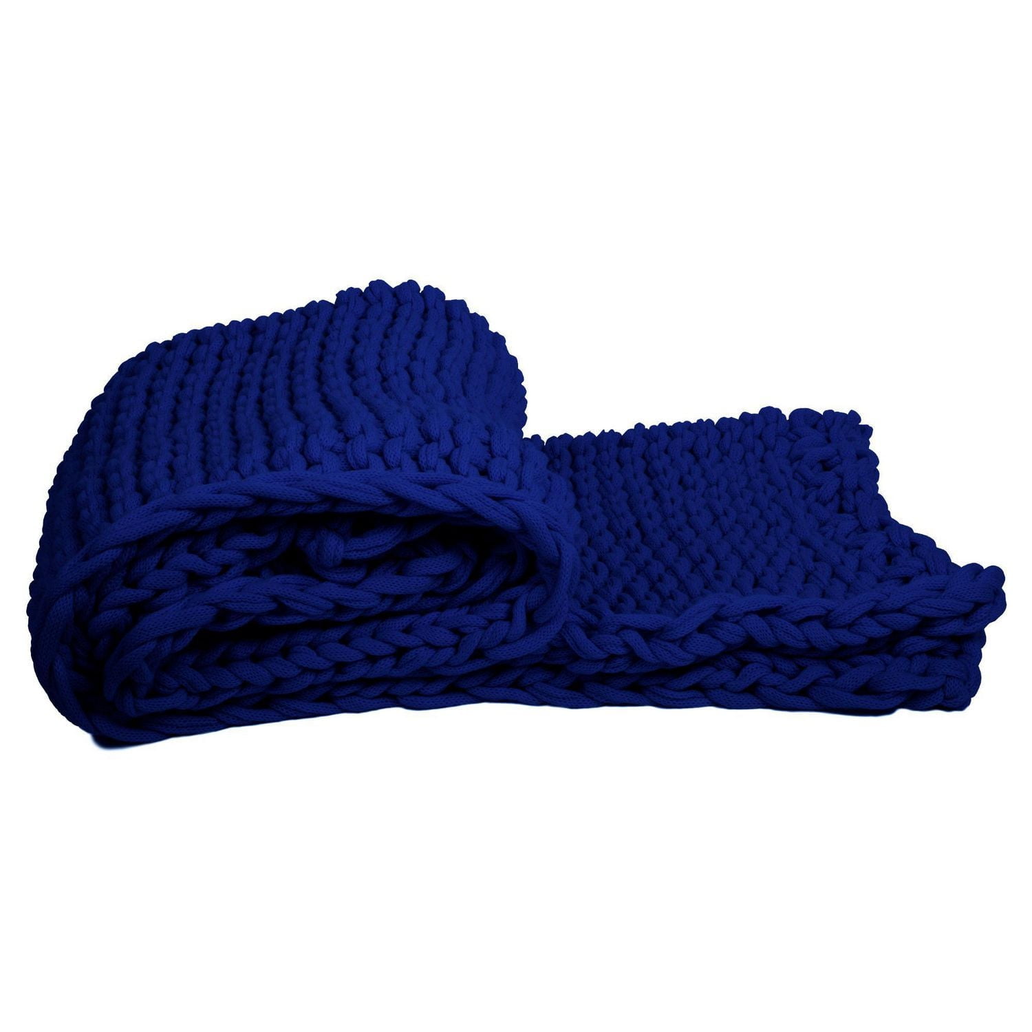 Truu Design Couverture tressée épaisse douce et confortable, 102 x 198 cm (40 x 78 po), bleu marine