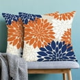 thumbnail image 2 of Fall Decor Pillow Covers 18x18 Inch Set of 2 Burnt Orange Navy Blue White Dahlia Floral Decor Throw Pillows Modern Geometry Flower Outdoor Decorative Cushion Cases for Sofa Couch Bed Decoration, 2 of 6