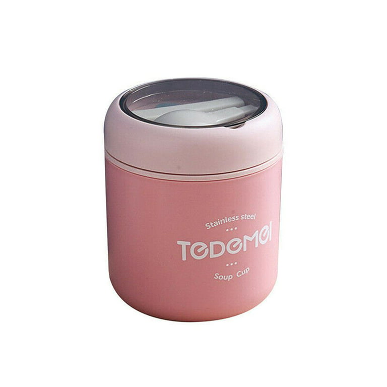 Fashion Portable Mini Student Kids Thermal Lunch Box Soup Cup Milk Cup Food  Container PINK 