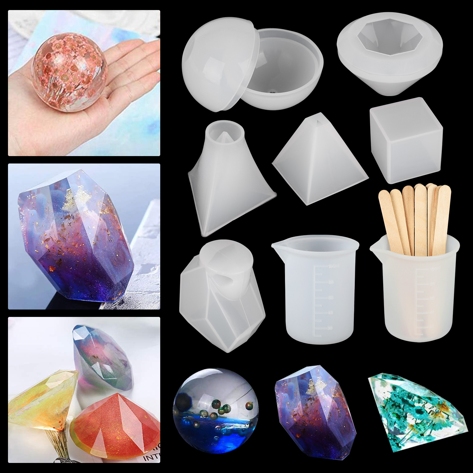 DIY Silicone Large Tray Resin Casting Mold Epoxy Mould Craft Rectangle Tool Kit