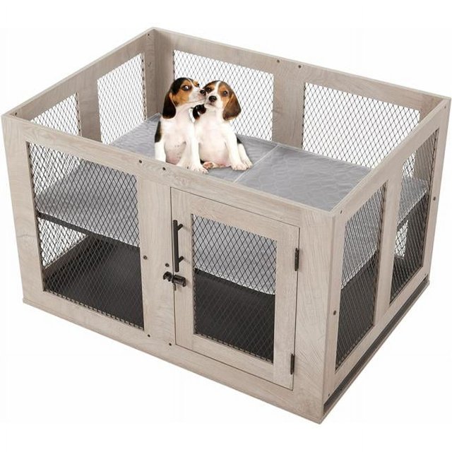 Unipaws UH5208 Puppy Playpen with Adjustable Floor Grid