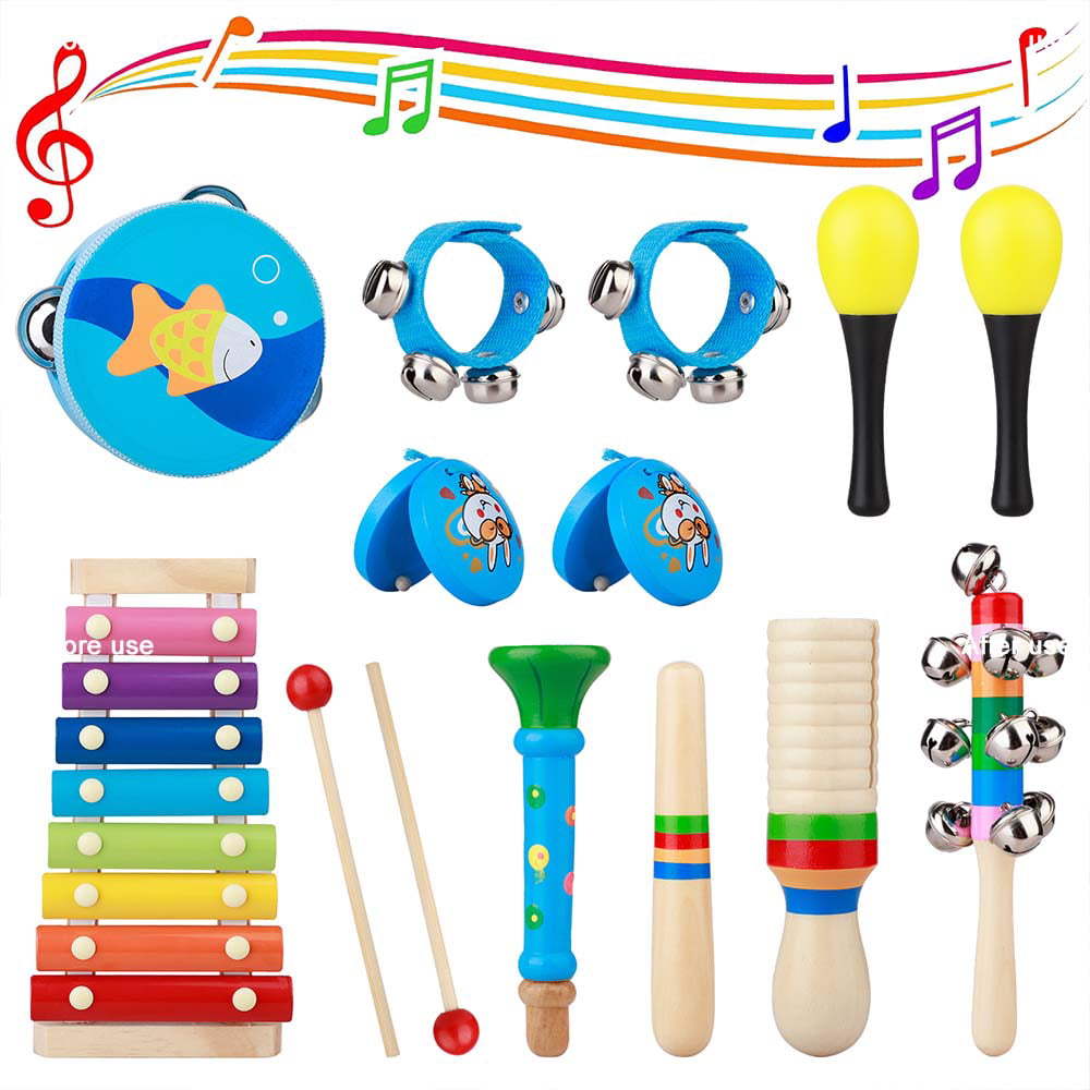 Wooden Bell Stick Musical Instrument Rhythm Early Educational Baby Toys IT 