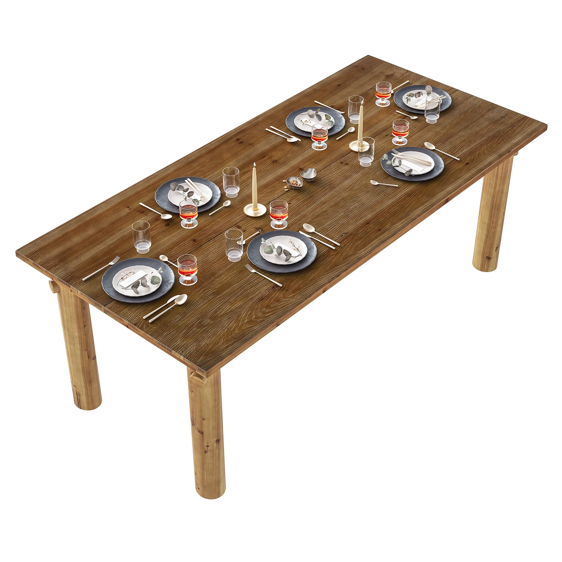 Finmind Solid Wood Dining Table for 6, 63-Inch Farmhouse Wood Kitchen Table with Strong Legs for Dining Room, Living Room, Brown
