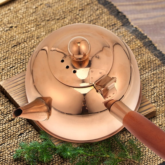 WRITWAA Stovetop Tea Kettle Rose Plated Gold Stainless Steel with Comfortable Wooden Side Handle for Kitchen