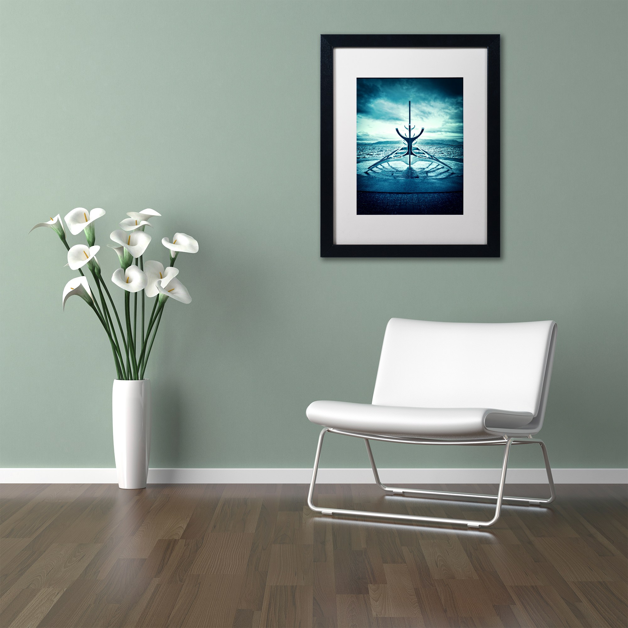 Trademark Fine Art 'Viking Ship' Canvas Art by Philippe Sainte-Laudy, White Matte, Black Frame