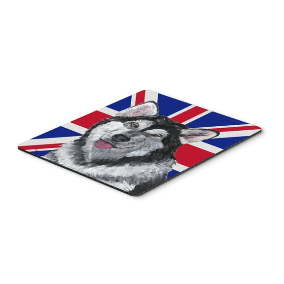 "Alaskan Malamute with English Union Jack British Flag Mouse Pad Hot Pad or Trivet"